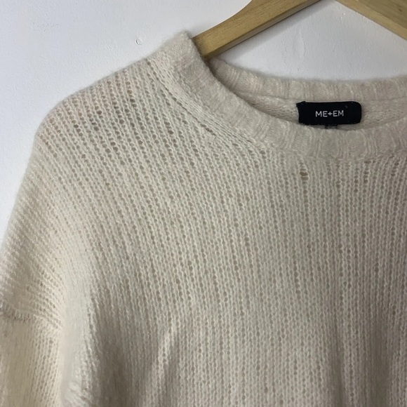 ME+EM Women's Jumper S White Cashmere with Silk Round Neck Pullover - Picture 2 of 12